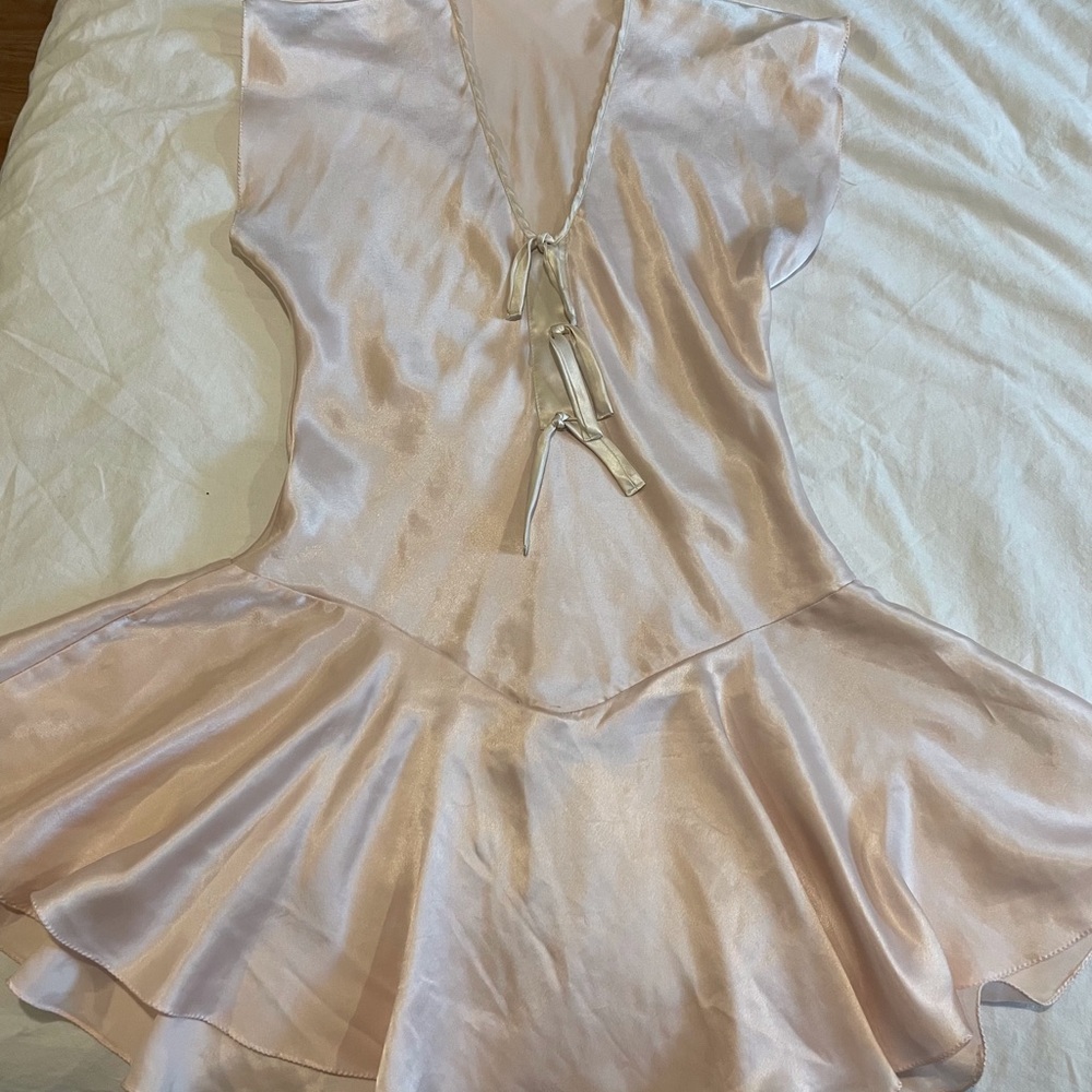Baby pink silk slip dress